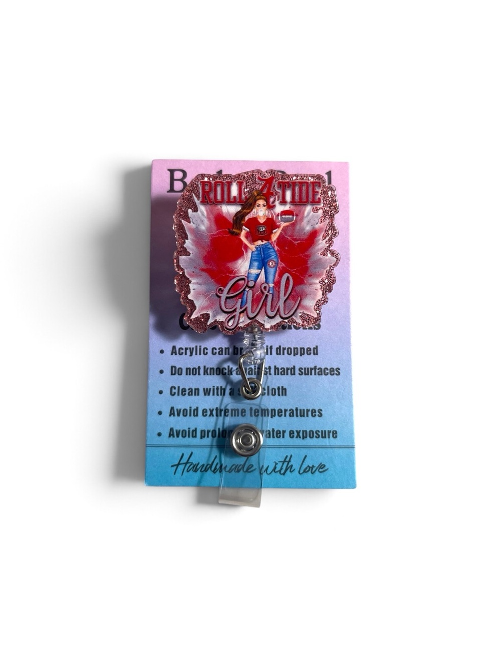 Alabama Roll Time Girl' Acrylic Badge Reel